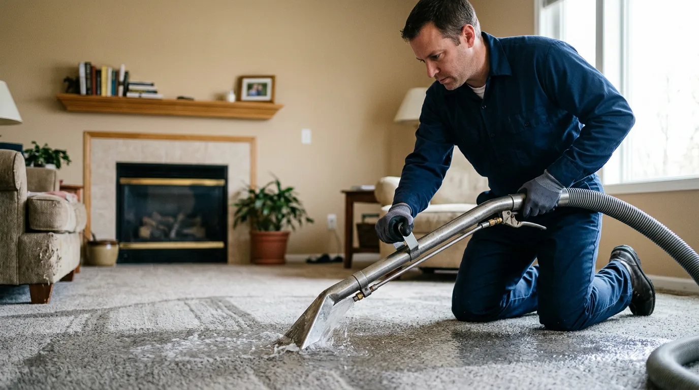 Water damage restoration technician working near New Baltimore, MI